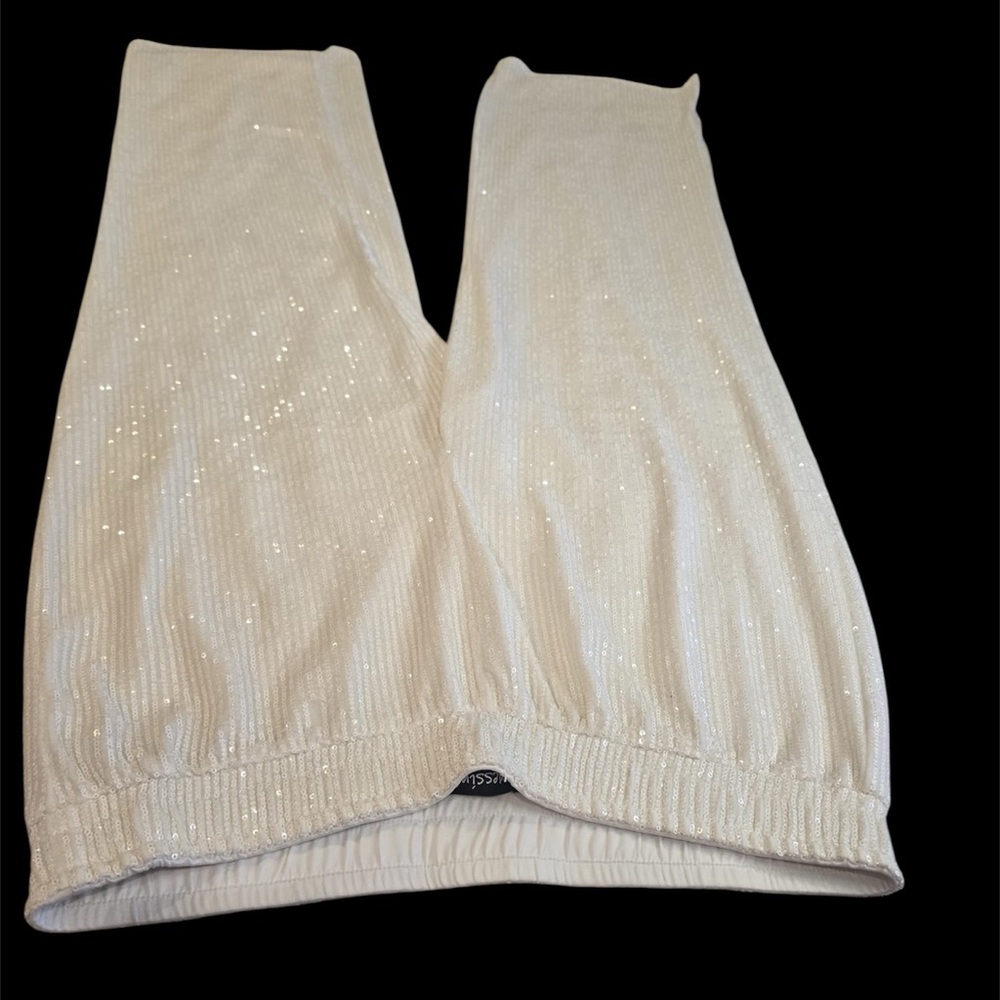 Elegant White Sequin Women's Pantsuit - Picture 6 of 6